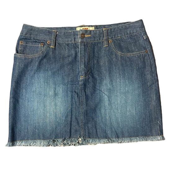 Route 66 Denim Skirt 5 Pocket Zip Fly Size 10 Distressed Raw Frey Hem Retro Y2K‎ - Picture 1 of 11